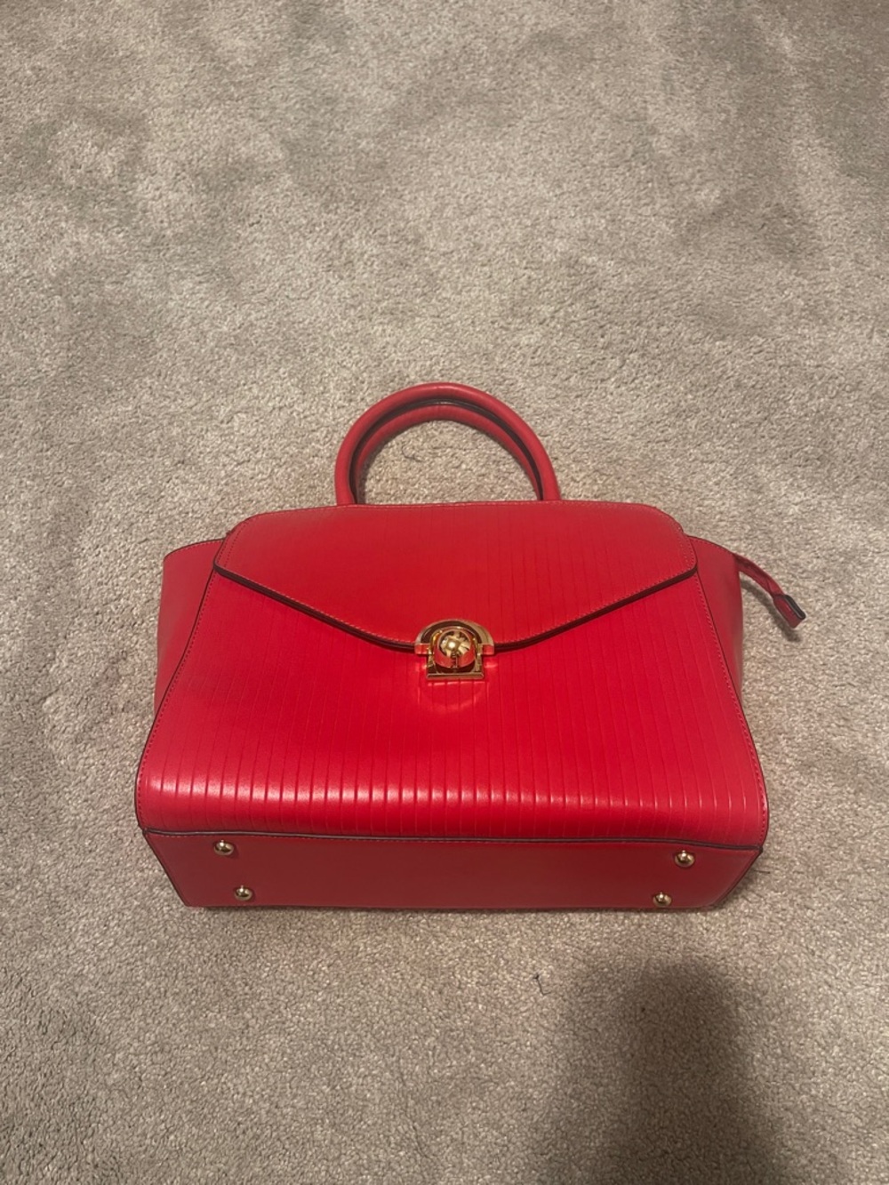 Red Structured women’s tote with gold hardware